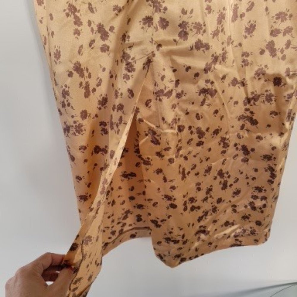 NWT Zara Bohemian Satin Silky Floral Print Slip Midi Skirt Women's Size M - Picture 6 of 8